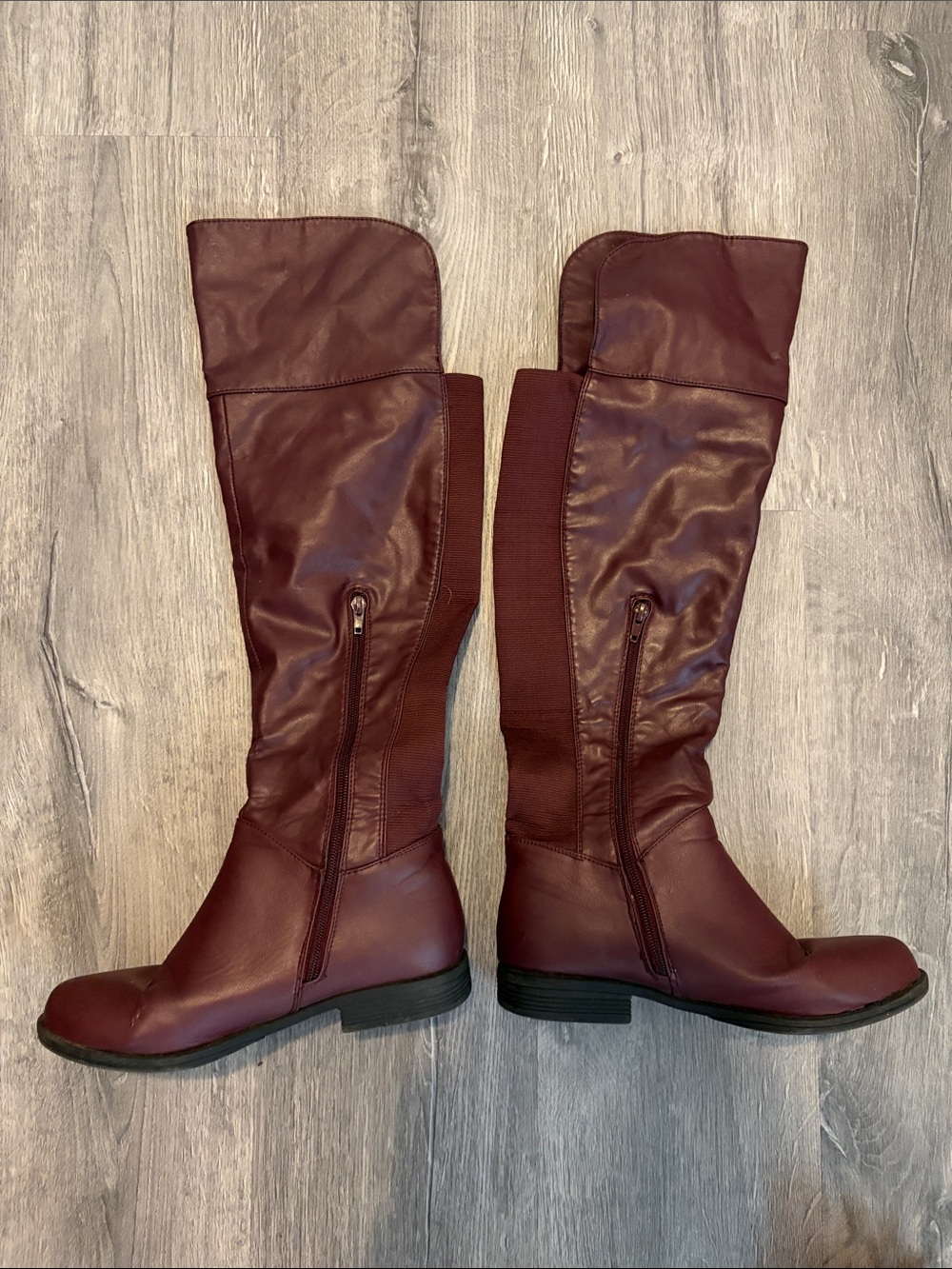 Rouge Helium Over-the-Knee Boots in Burgundy